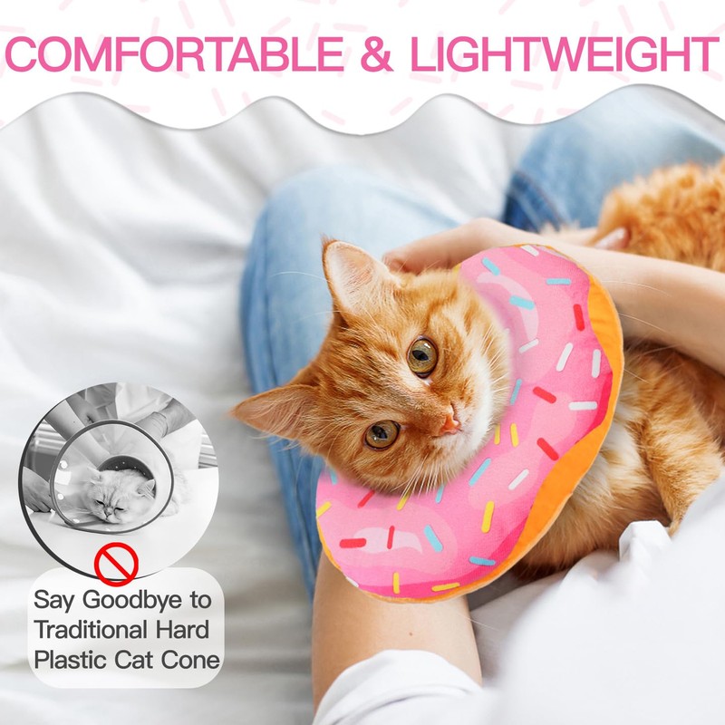 WONONE Cat Cone Collar Soft, Cute Cat Donut Collar After