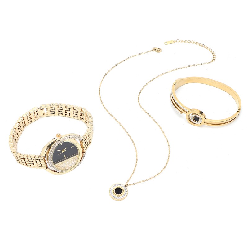 Business Style Women Watch Bracelet Necklace Set Anniversary Birthday Gift