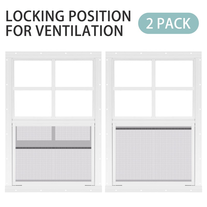 Tandefio 2 Pack 14''x21'' White Shed Window, Sliding Windows with