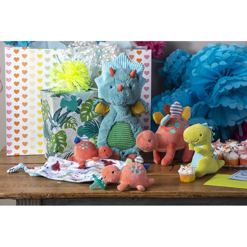 Mary Meyer Pebblesaurus Lovey Soft Toy, Blue Triceratops Dinosaur, 13-Inches
