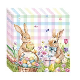 Scinzene Easter Napkins - Pack of 40 Spring Napkins with Rabbit Motif, Festive Table Decoration for Easter, for Home, Easter, Spring Party Decoration, Perfect Table Decoration for Easter, 33 x 33 cm