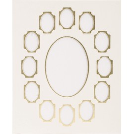 Photo Mat 11inX14in Double W/Multiple Openings-Ivory W/Gold