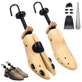 UHIAGREE Wooden Shoe Stretcher, 4-Way Shoe Expander Widener Shoe Tree Extender for Women and Men (M(for Medium Size 9-13))