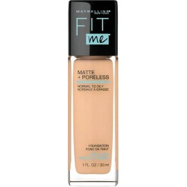MAYBELLINE Base Maquillaje Fit Me Matte + Poreless 30ml, matifica y controla el brillo, tiene FPS 22