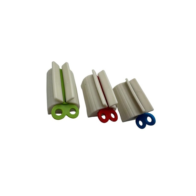 Aretro Toothpaste Squeezer, Set of 3, Rotating Handle, Blue, Green,