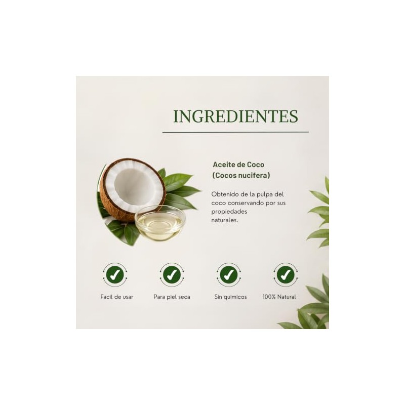 Aceite Corporal de Coco Cosmo Natural, Hidratación Profunda y Suavidad