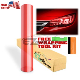 EZAUTO WRAP Free Tool Kit 12"x108" (1FT x 9FT) Glossy Red Headlight Taillight Fog Light Side Marker Vinyl Tint Film Self Adhesive