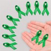 CRAFFANCY 100 PCS Green Satin Ribbon Pins, Memorial Ribbon Brooches