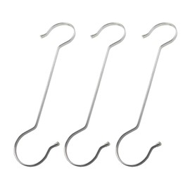 ZQIY 3PCS Stainless Steel S Hooks Extra Long Flat Bar Hooks 11.8 inches Silver No Punch Hooks Shower Curtain Storage Hooks for Hanging Kitchen Utensils Pergola Hanging Plants Flower Pots Wind Chimes