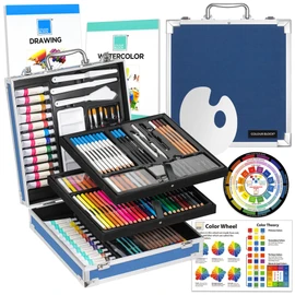 COLOUR BLOCK 151pc Professional Art Supply Set with Mixed Media Supplies, Paint Kit & Brushes in Aluminum Case - Complete Art Supplies for Adults & Kids 9-12 - Travel Art Kit