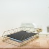 Performore 2 Pack of 11x17 Gold Stackable Wire Desk Trays,