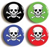 SKULL AND CROSS BONES BADGE BUTTON PIN SET (Size is