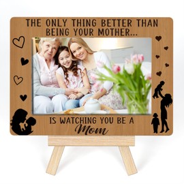 Ycyfckdr New Mommy Gifts, Rustic Wooden Picture Frame, 7.9 x 5.7 Inches, Fits 4x6 Photos, Easel Back, Mother's Day Gift