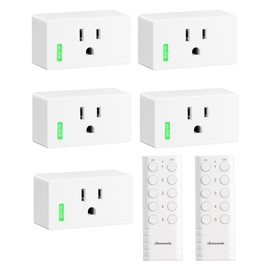 DEWENWILS 200FT Range Remote Control Outlet, No Interference Strong Signal, Indoor Wireless Outlet Switch for Lamps, Fans, Lights, 15A/1800W, ETL Listed (5 Outlets + 2 Remotes)