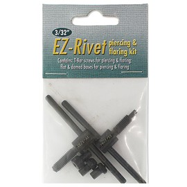 The Beadsmith EZ Rivet Piercing & Flaring Kit - Includes 3/32" T-bar Screws and Flat & Domed Bases for Piercing & Flaring - Domed Base for Use with Rings – Flat Base for Sheet Metal Up to 18 Gauge