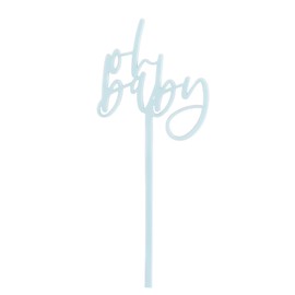 The Cotton & Canvas Co. Oh Baby Drink Stirrer, Party Cocktail Sticks, Swizzle Stick, Baby Sprinkle, Gender Reveal, Baby Shower, It's a Girl, It's a Boy, Set of 12 - Light Blue
