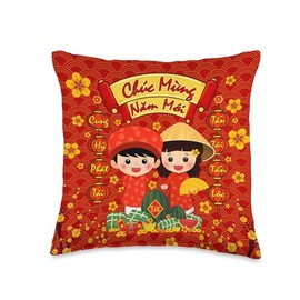 Lunar New Year Decorations Vietnamese Tet Gift Kids Ao Dai Throw Pillow