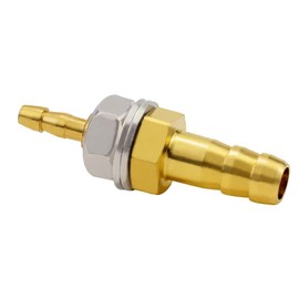 Joywayus 1/8''× 1/4'' Reducer Hose Barb Thru-Bulk Head Hex Union Brass Fitting with Flat Washer Gasket Water/Fuel/Air