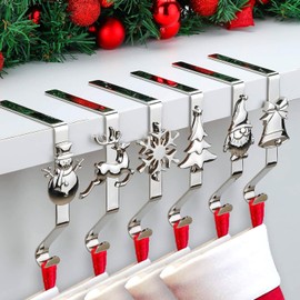 Christmas Stocking Holder for Mantle - Christmas Stocking Holders for Mantle Set of 6, Christmas Stocking Hangers for Mantel Set of 6, Stocking Hooks for Mantle Silver Stocking Holders for Mantle