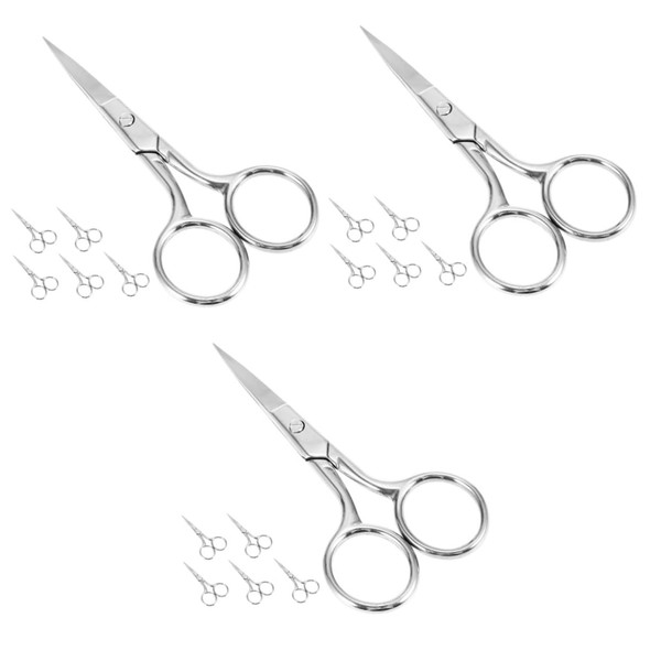 Ipetboom 3sets Facial Scissors Portable Small Eyebrow Hair Scissors Set