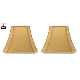 Royal Designs, Inc. DSO-68-16AGL-2 Rectangle Bell Cut Corner Designer Lampshade (6.25 x 8) x (11 x 16) x 12, Antique Gold, Set of 2 shades