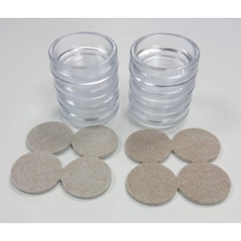 Merriway® BH00152 Castor Caster Cups with Felt Pad, Outer Dimension 68 mm (2.5/8 inch) - Large, Clear, Pack of 8