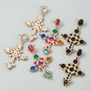 Gold Cross Drop Earrings for Women Rhinestone Studs Cross Pendant