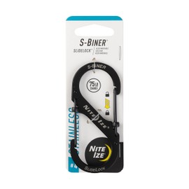Nite Ize LSB4-11-R3 S-Biner Slide Lock Carabiner, Black, #4 & LSB2-11-R3 S-Biner SlideLock Dual Locking Carabiner, Size #2, Stainless