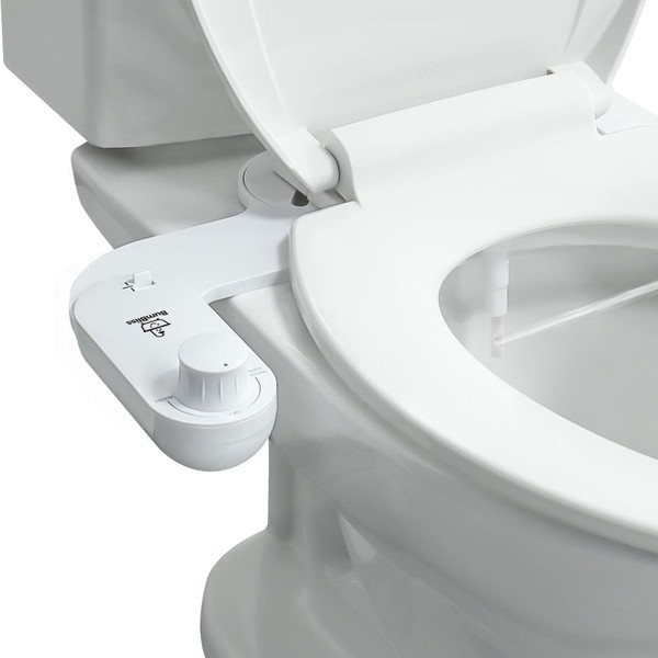 BumBliss Non-Electric Bidet Toilet Attachment, Manual Control with White Knob,