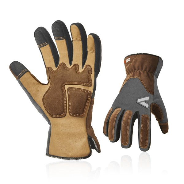 Vgo... Work Gloves Touchscreen Men in Pig Leather Antiabrasive Antivibration,