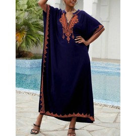 Bsubseach Women's Beachwear Turkish Kaftans Long Beach Dress Caftan Beach Dress, D-green