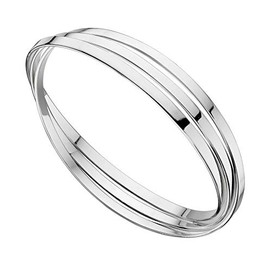 Elements Silver Women's 925 Sterling Silver Triple Russian Wedding Bangle of Flat Bands