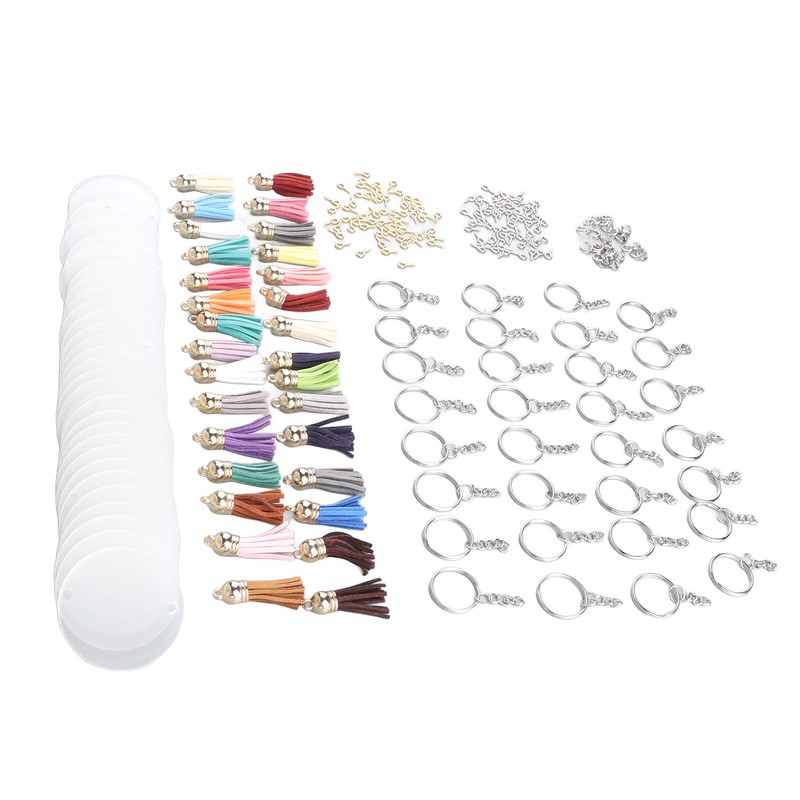 200pcs Acrylic Key Ring Kit 30 Acrylic Blank 30 Key