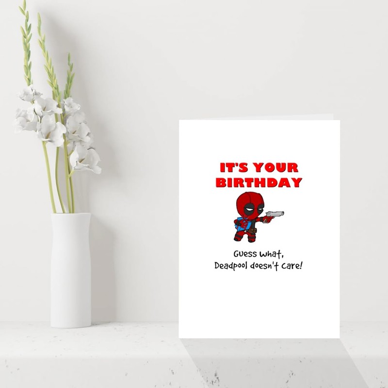 Funny Deadpool Birthday Card - Mr Pool Doesn't Care That