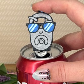 TAB Soda Can Tab Opener with Keychain strap - Unique Accessibility OG Meta pop Present Gift for sore hands, arthritis geek culture Christmas - Color: Cool Buddy