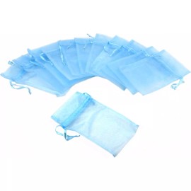 FindingKing 12 Jewelry Baby Blue Organza Drawstring Gift Bags Jewelry Pouches 3" x 4"
