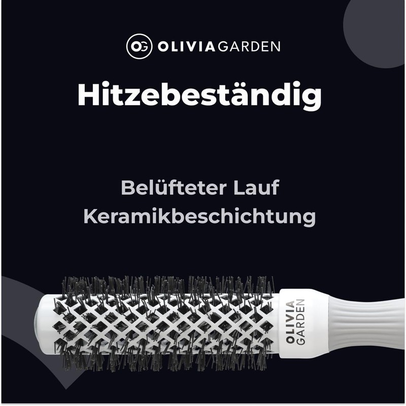 Olivia Garden - Expert Blowout Shine Hairbrush, White and Grey,