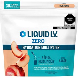 Liquid I.V. ZERO Hydration Multiplier (30 Sobres) Electrolitos en Polvo Bajo en Azucar y Calorias para Preparar Bebida Suero Hidratante para Rapida Hidratacion Adicionada con Vitaminas Sabor Durazno 30 Sobres de 13 g