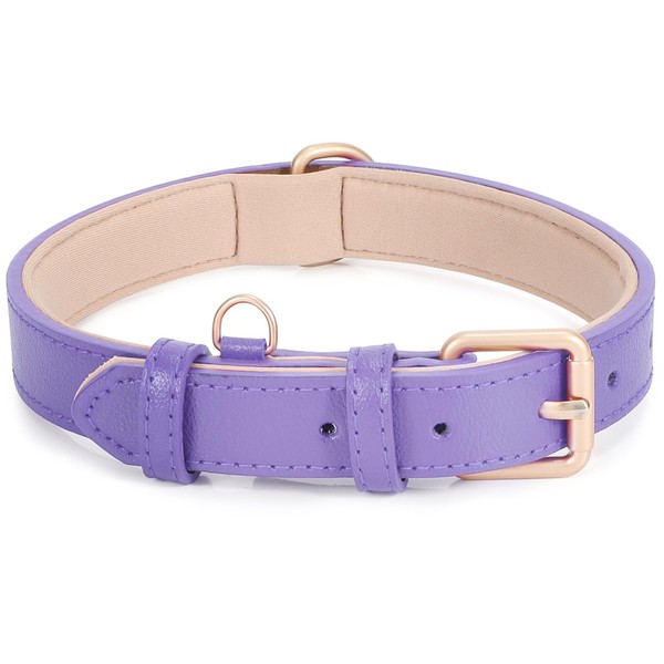 Leather Dog Collar Adjustable Soft Leather Padded Collar Heavy Duty