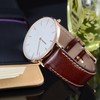 WOCCI 18mm Luxury Watch Band, Italian Leather Strap with Golden