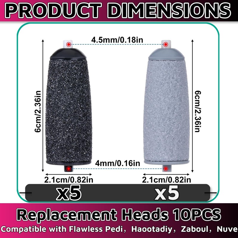 HUGJEPTTY 10 Pack Replacement Heads for Flawless Replacement Heads，Electric Feet