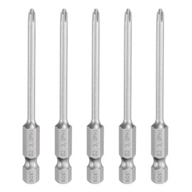 sourcing map 5pcs #1 Phillips Screwdriver Bit PH1 1/4" Hex Shank 3" (75mm) Long Magnetic S2 Steel Industrial Grade Screw Driver Bit Cross Head Electric Drill Bits 0.118" (3mm) Rod