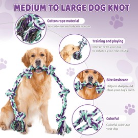 42In 6 Knots Dog Rope Toy, Tough Rope Chew Toys for Medium, Large Dogs, Indestructible Dog Toy for Aggressive Chewers