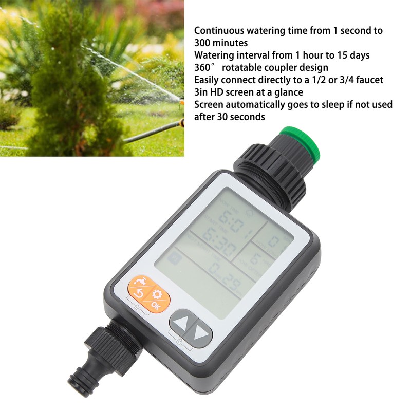 Automatic Water Timer Garden Hose Farm Irrigation 3in Display Rain