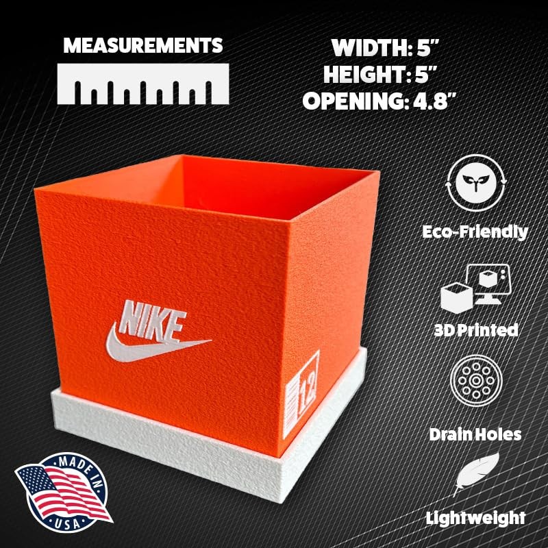 Antho3D Shoebox-Style Planter Pot (Orange and White) Indoor Outdoor Usage