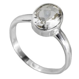 I-be, Rock Crystal Gemstone Ring 925 Sterling Silver 100722/8x10, Paper, rock crystal