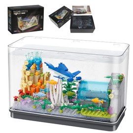 Juegos de juguetes de bloques de construcción para peceras, ideales creativos, bloques de construcción para acuarios (puede añadir agua y cargar efectos de luz), el mejor regalo para más de 6 niños,
