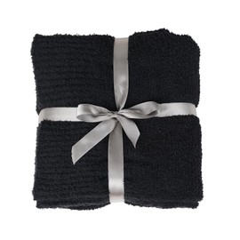 Knit Throw Blanket for Couch, Black Super Soft Fluffy Blankets Lightweight Warm Cozy Blanket Plush Fuzzy Throws Blankets for Sofa, Bed, Picnic 50”x60”