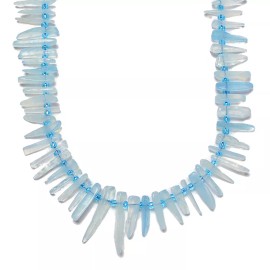 Unbranded Aquamarine Graduated Pebble Slice Stick Points Size 15-25mm 15.5'' Strand