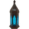 GURU SHOP Oriental Metal/Glass Lantern in Moroccan Design, Red, Colour: